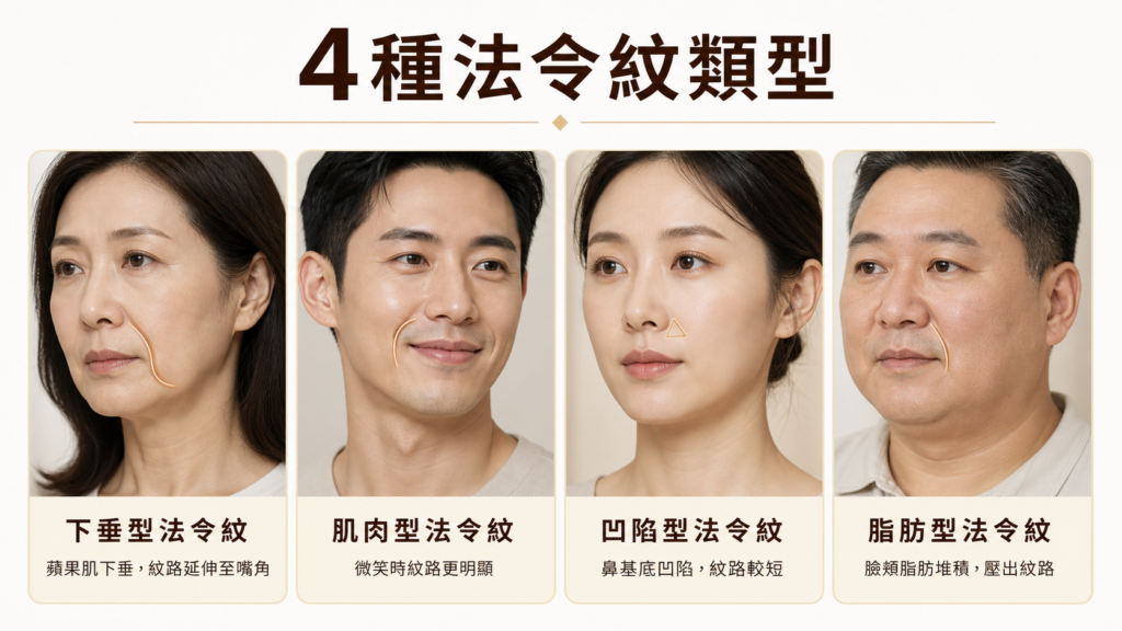 The 4 types of nasolabial folds: sagging, muscular, hollow and fatty