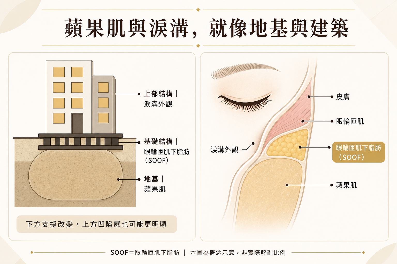 薇貝拉淚溝原理:蘋果肌是淚溝的地基,黑童打在深層蘋果肌托起淚溝