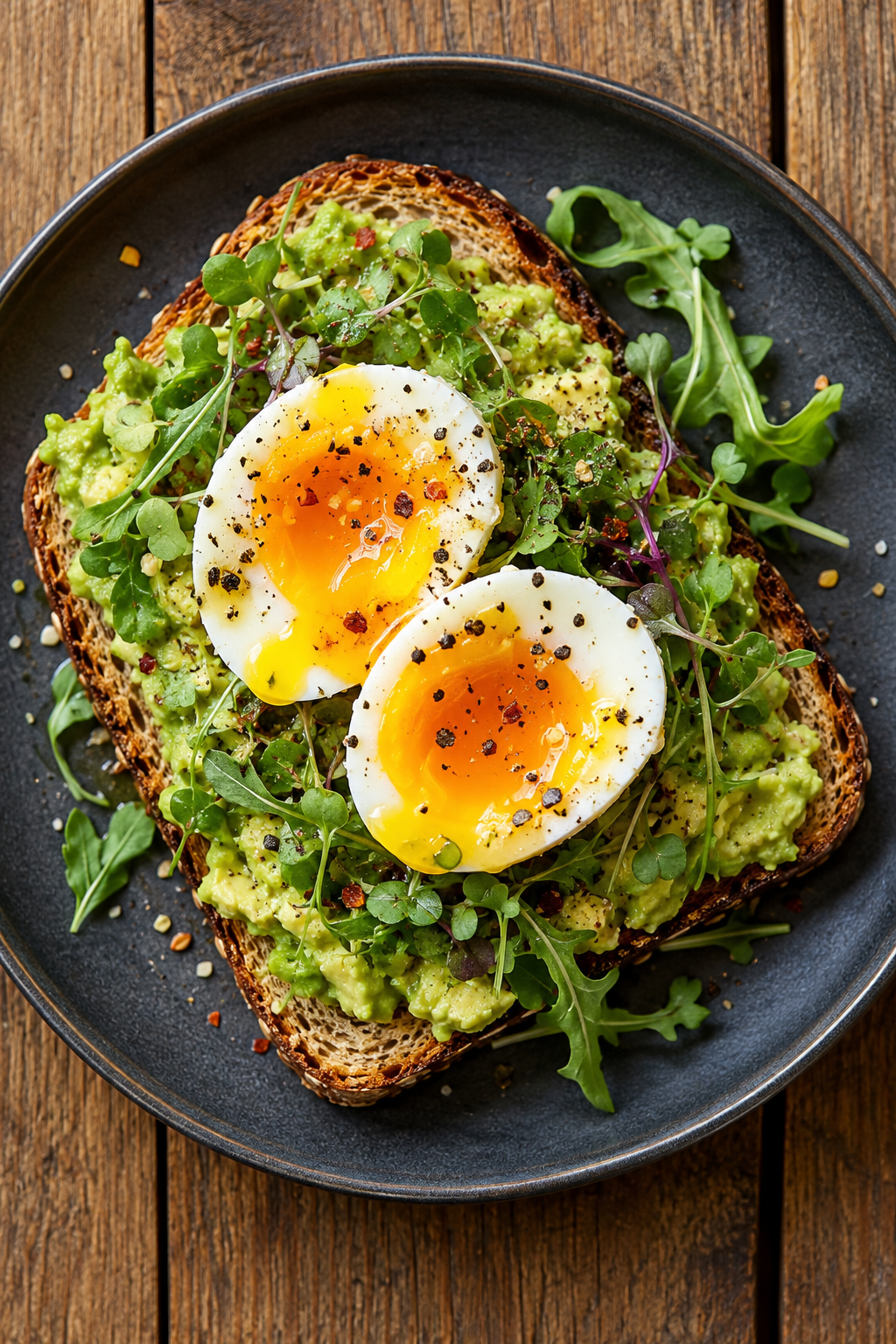 Avocado toast with a poached egg