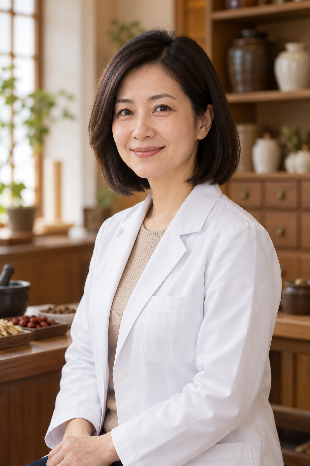 陳怡安醫師身穿白袍的半身肖像