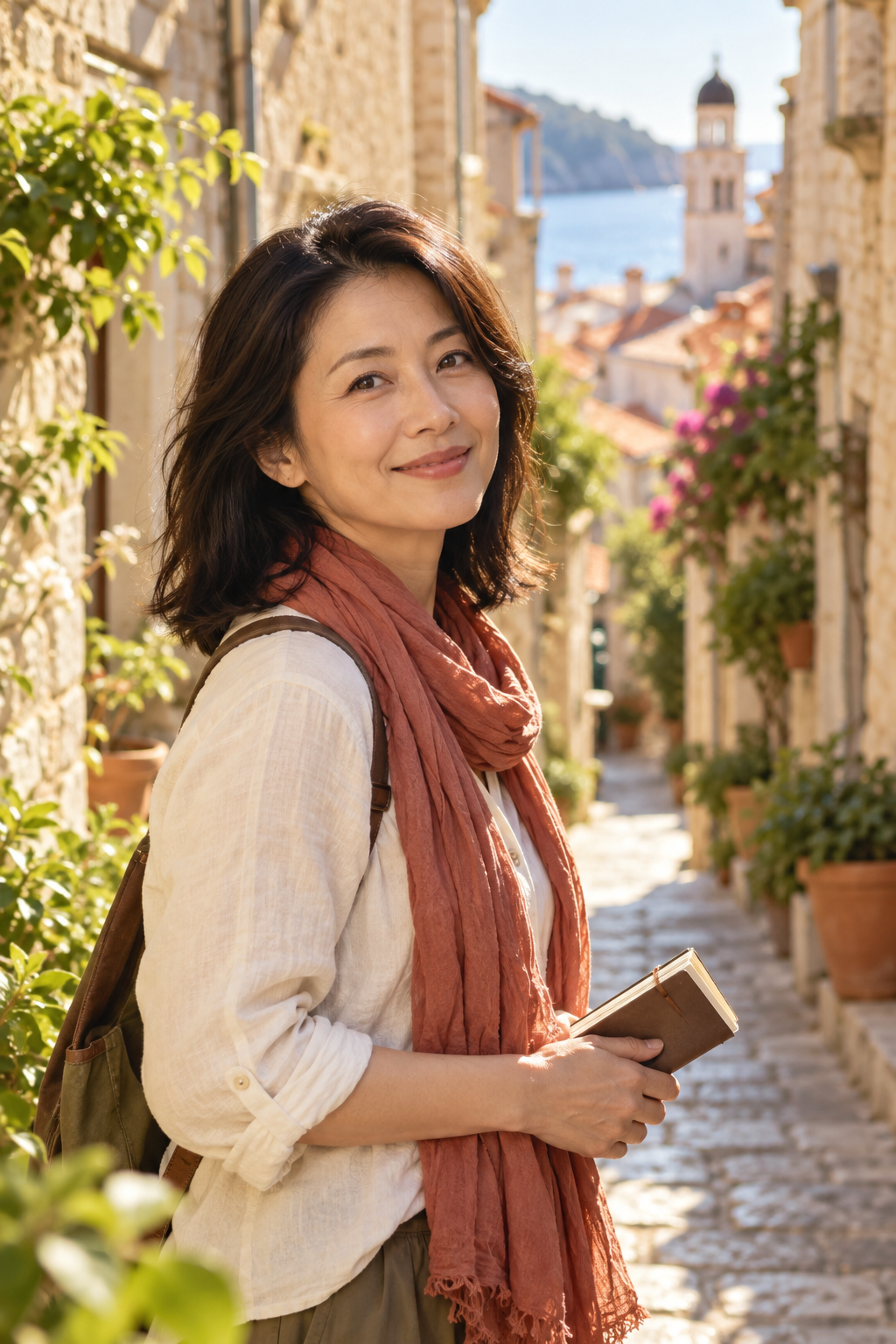 人文領隊張雅婷在克羅埃西亞老城石巷的肖像